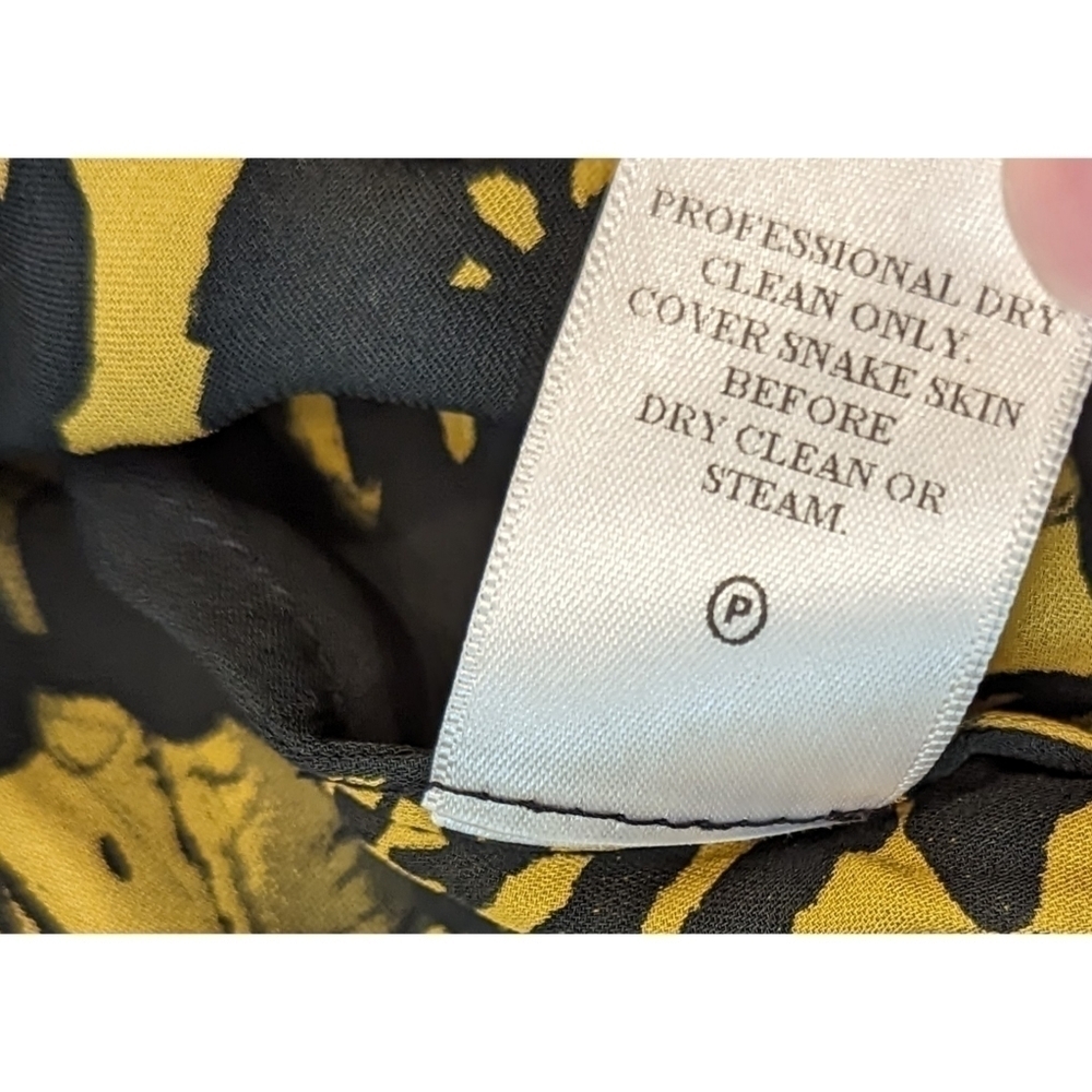 A.L.C. Yellow Black 100% Silk Button Up Blouse Size XS - Picture 6 of 8